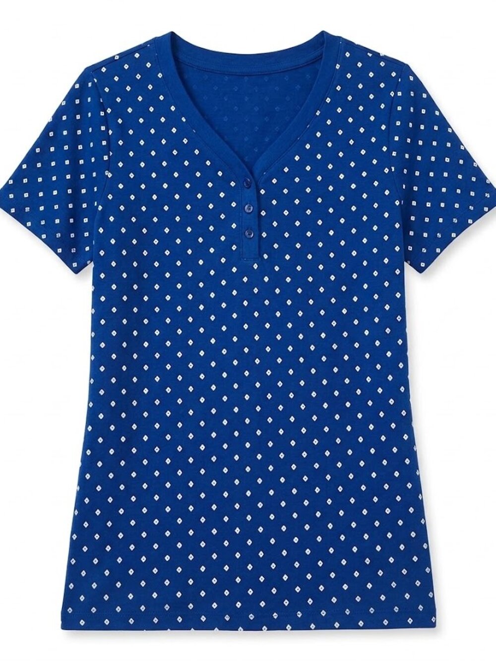CHARTER CLUB Intimates Women's Short Sleeve Pajama TOP ONLY - Blue Diamante- XS